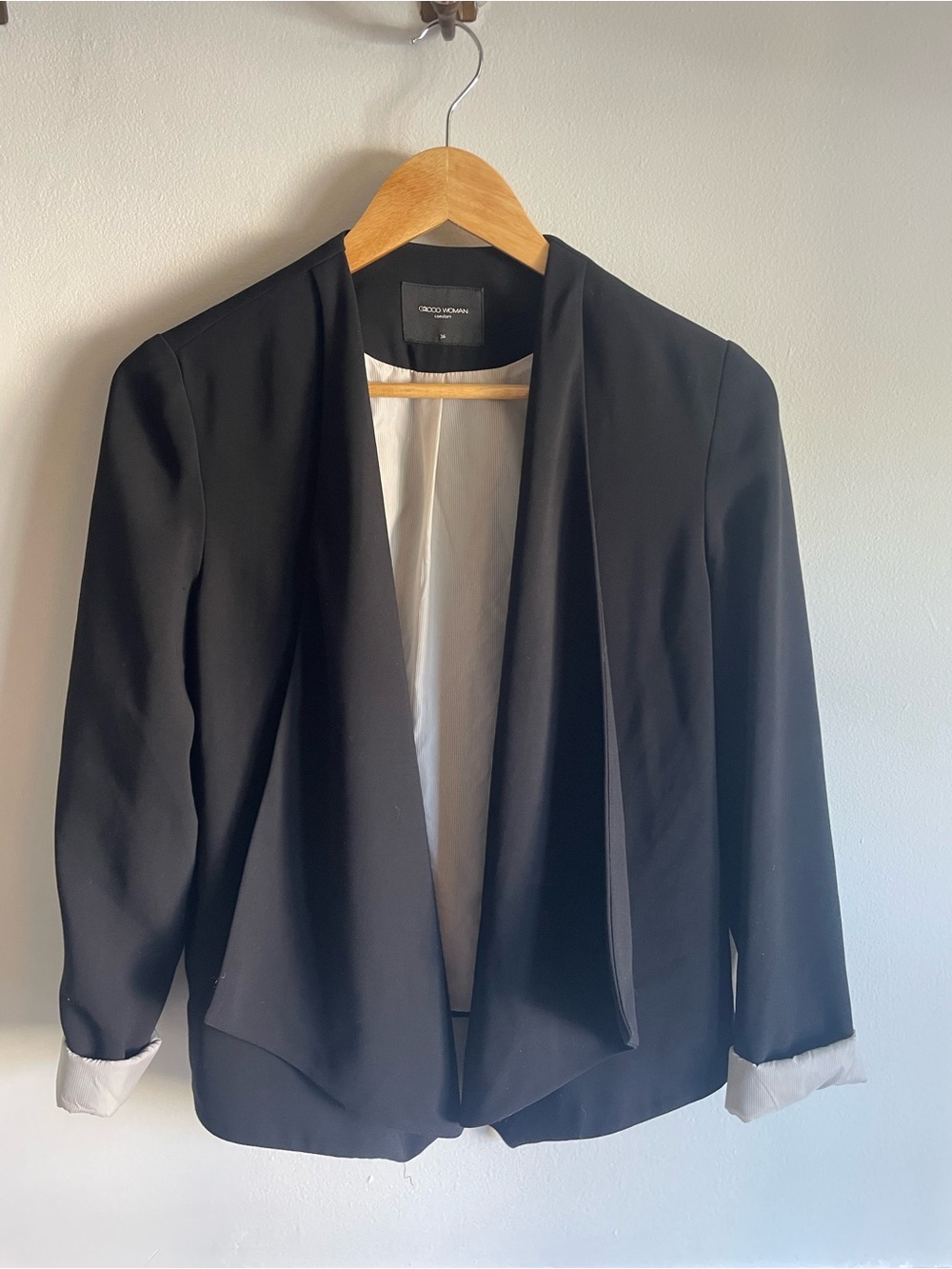Black Draped Open-Front Blazer by BCBGMAXAZRIA